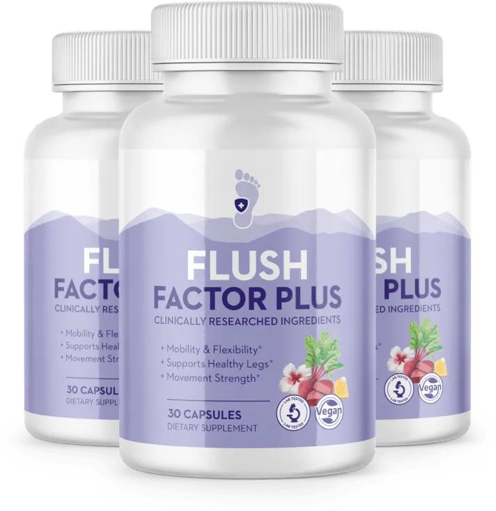 Flush Factor Plus bottles in ingredient circle