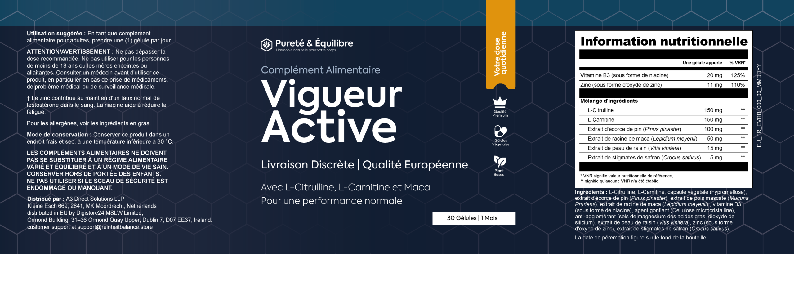 Étiquette ingrédients VigueurActive